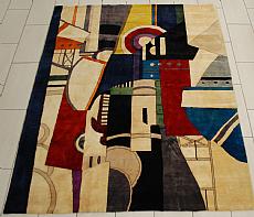 Tapis contemporain, dans le style de Fernand Léger.